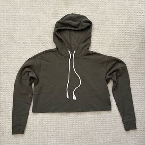 Wild Fable Dark Green Cropped Hoodie